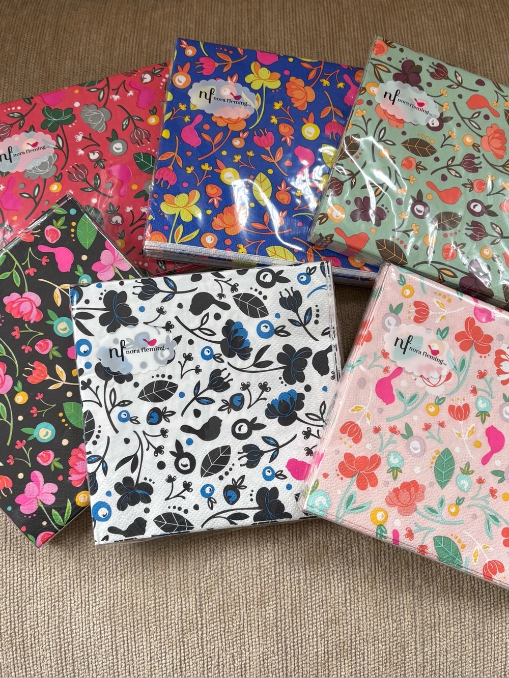 NEW Nora Fleming Cocktail Napkins SET of 6 RETIRED HTF